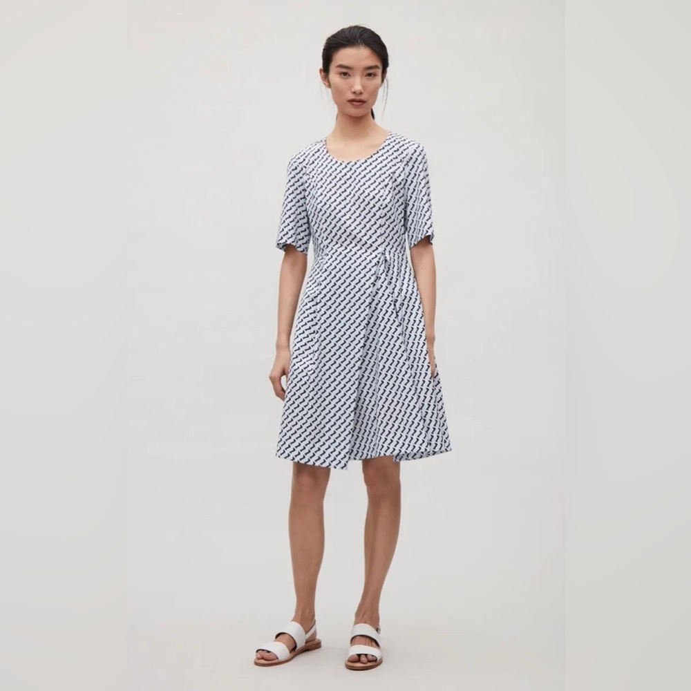 COS Blue Pattern Flare Dress size 12